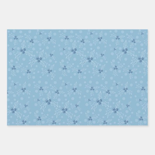 Blauw-wit kerstboompatroon inpakpapier vel (Voorkant 3)
