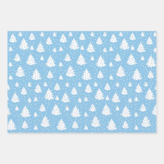 Blauw-wit kerstboompatroon inpakpapier vel (Voorkant)