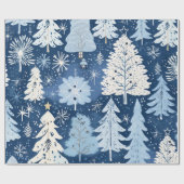 Blauw & Wit Kerstcadeau Cadeaupapier (Vlak)