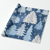 Blauw & Wit Kerstcadeau Cadeaupapier (Uitgerold)