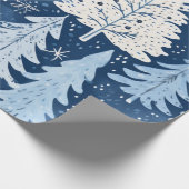 Blauw & Wit Kerstcadeau Cadeaupapier (Hoek)