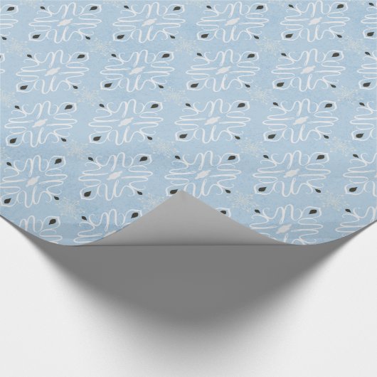  blauw wit kerstcadeautje cadeaupapier (Hoek)