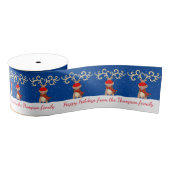 Blauw wit Kerstmis groot gewei rendier lint (Spoel)