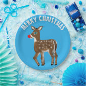 Blauw Wit Kerstmis Rendier Papieren Bordje (Feest)