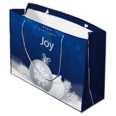 Blauw wit Kerstmis sneeuwballetjes vreugde sneeuwv Groot Cadeauzakje (Achterkant Gekanteld)