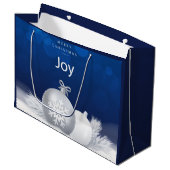 Blauw wit Kerstmis sneeuwballetjes vreugde sneeuwv Groot Cadeauzakje (Voorkant Gekanteld)