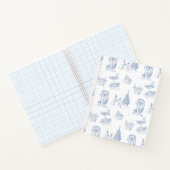 Blauw Wit Kerstmistoilet Notitieboek (Binnen)