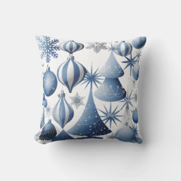 Blauw-wit kerstpatroon kussen