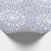 Blauw wit kerstster modern geometrisch patroon cadeaupapier (Hoek)
