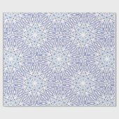 Blauw wit kerstster modern geometrisch patroon cadeaupapier (Vlak)