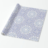 Blauw wit kerstster modern geometrisch patroon cadeaupapier (Uitgerold)
