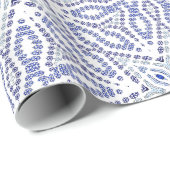 Blauw wit kerstster modern geometrisch patroon cadeaupapier (Rol Hoek)