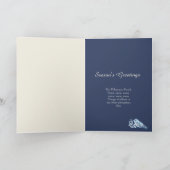 Blauw, Wit Kerstvogel Wintergedicht Delft Naam Feestdagen Kaart (Binnen)