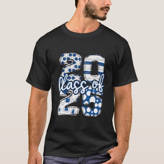 Blauw-wit klasse 2025 Senior klasse 2025 T-shirt (Voorkant)