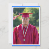 Blauw Wit Klasse van 2024 Afstuderen Foto Kaart (Achterkant)