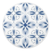 Blauw wit klassiek bloemmotief keramische knop (Voorkant)