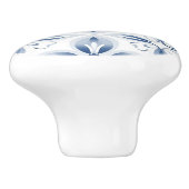 Blauw wit klassiek bloemmotief keramische knop (Zijkant)