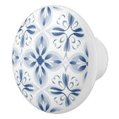 Blauw wit klassiek bloemmotief keramische knop (Rechts)