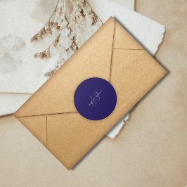 Blauw-wit klassiek minimalistisch ronde sticker