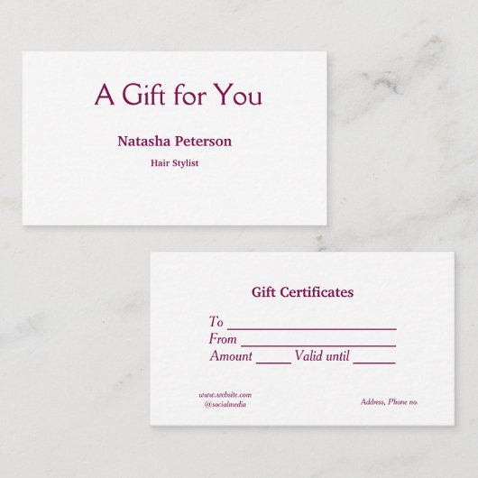 Blauw Wit Klassiek Zakelijke Certificaten Cadeaubo (Voorkant / Achterkant)