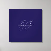 Blauw-wit klassieke minimalistische naam aangepast canvas afdruk (Voorkant)