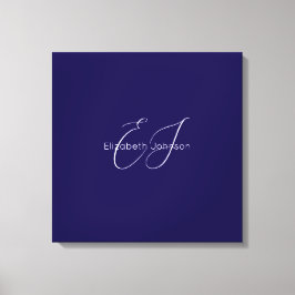 Blauw-wit klassieke minimalistische naam aangepast canvas afdruk