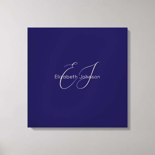 Blauw-wit klassieke minimalistische naam aangepast canvas afdruk (Voorkant)