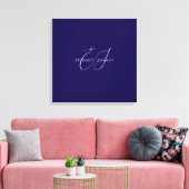 Blauw-wit klassieke minimalistische naam aangepast canvas afdruk (Insitu (Woonkamer))