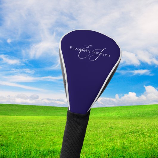 Blauw-wit klassieke minimalistische naam aangepast golfheadcover