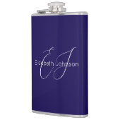 Blauw-wit klassieke minimalistische naam aangepast heupfles (Links)