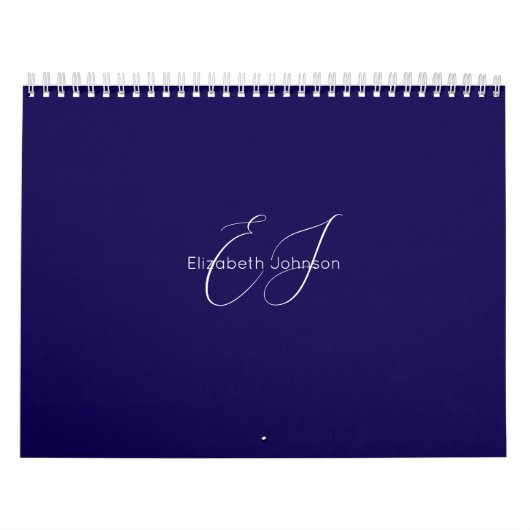 Blauw-wit klassieke minimalistische naam aangepast kalender (Hoes)