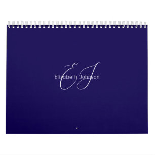 Blauw-wit klassieke minimalistische naam aangepast kalender