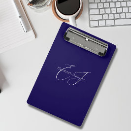Blauw-wit klassieke minimalistische naam aangepast mini klembord