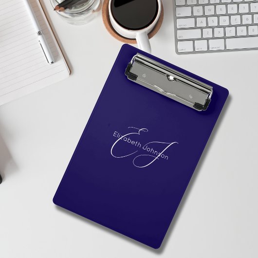 Blauw-wit klassieke minimalistische naam aangepast mini klembord