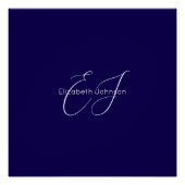 Blauw-wit klassieke minimalistische naam aangepast perfect poster (Voorkant)