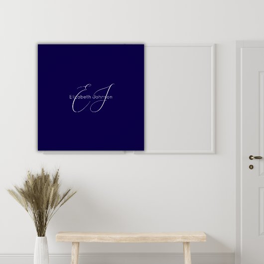 Blauw-wit klassieke minimalistische naam aangepast perfect poster