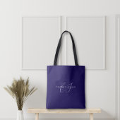 Blauw-wit klassieke minimalistische naam aangepast tote bag
