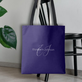 Blauw-wit klassieke minimalistische naam aangepast tote bag