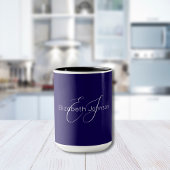 Blauw-wit klassieke minimalistische naam monogram mok