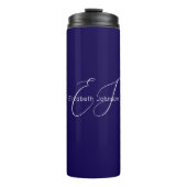 Blauw-wit klassieke naam aangepast thermosbeker (Voorkant)