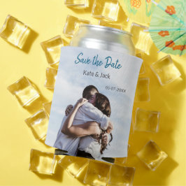 BLAUW WIT KLASSIEKE SCAN QR SAVE THE DATE BLIKJESKOELER