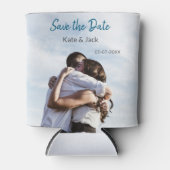 BLAUW WIT KLASSIEKE SCAN QR SAVE THE DATE BLIKJESKOELER (Voorkant)