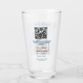BLAUW WIT KLASSIEKE SCAN QR SAVE THE DATE GLAS (Achterkant)