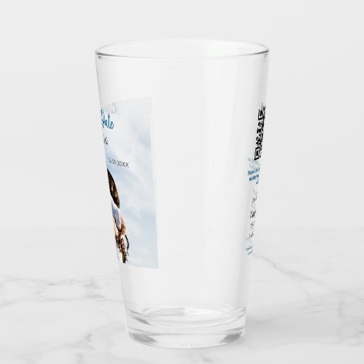 BLAUW WIT KLASSIEKE SCAN QR SAVE THE DATE GLAS (Links)