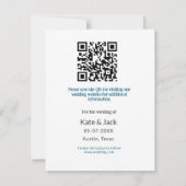 BLAUW WIT KLASSIEKE SCAN QR SAVE THE DATE NOTITIEKAARTJE (Achterkant)