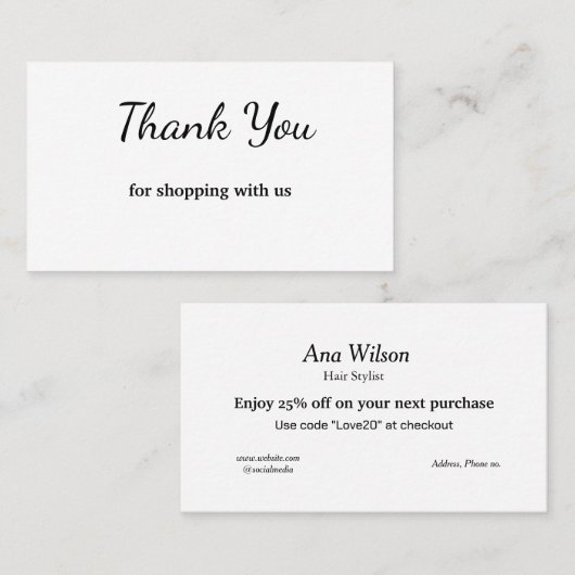 Blauw wit klassieker dank u visitekaartjes (Voorkant / Achterkant)