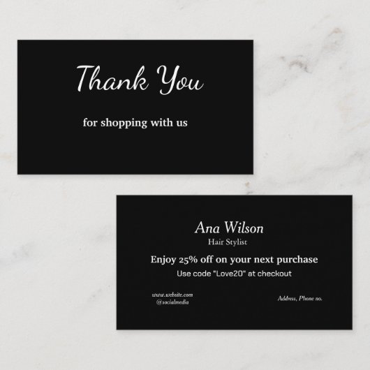 Blauw wit klassieker dank u visitekaartjes (Voorkant / Achterkant)