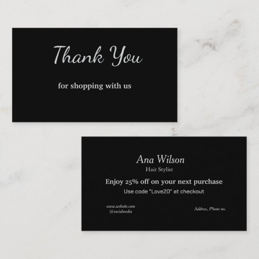 Blauw wit klassieker dank u visitekaartjes (Voorkant / Achterkant)