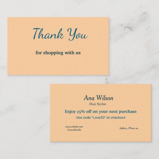 Blauw wit klassieker dank u visitekaartjes (Voorkant / Achterkant)