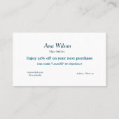 Blauw wit klassieker dank u visitekaartjes (Achterkant)